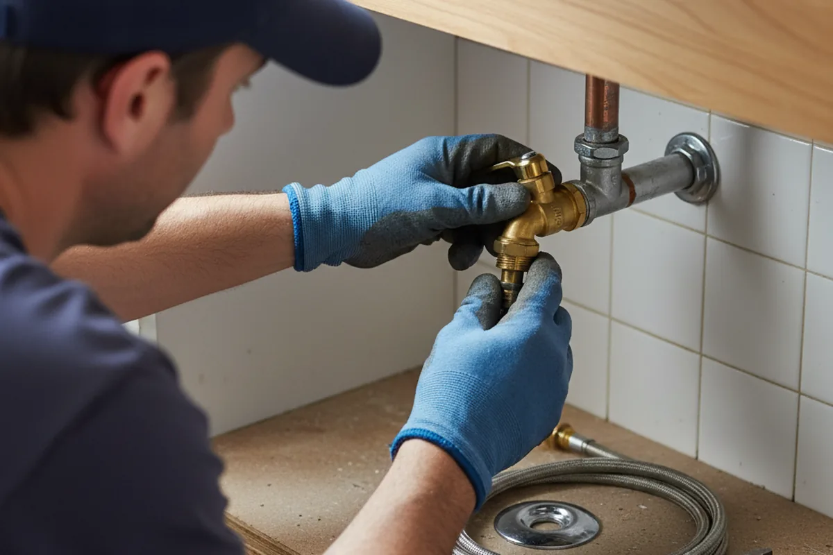 Shutoff valve and fitting work during Faucet and Fixture Repair in New Athens